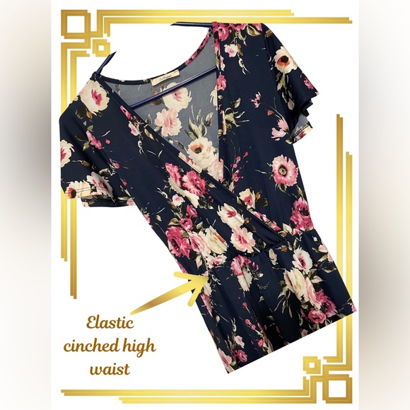 Deep V-Neck Floral Print High Low Dress - Picture 2 of 5